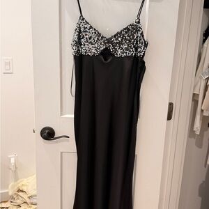 Zara Black Dress with Silver Sequin Trim
